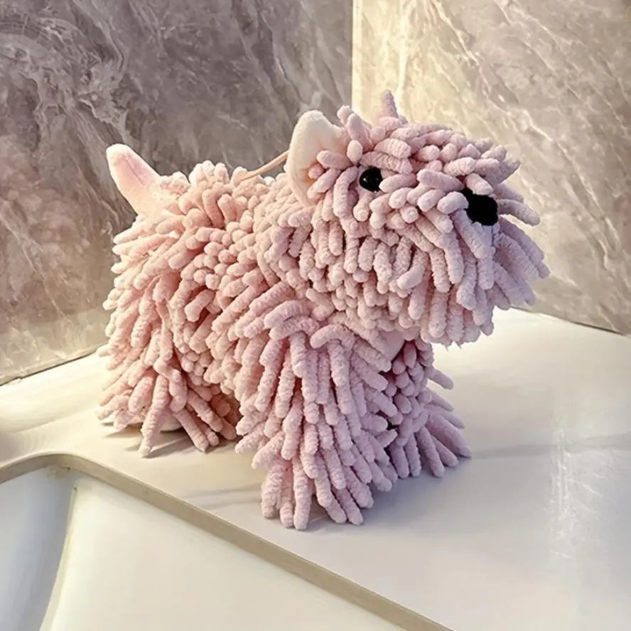Cute Puppy Hand Towel – Absorbent Hanging Dog Towel for Kitchen & Bathroom Decor