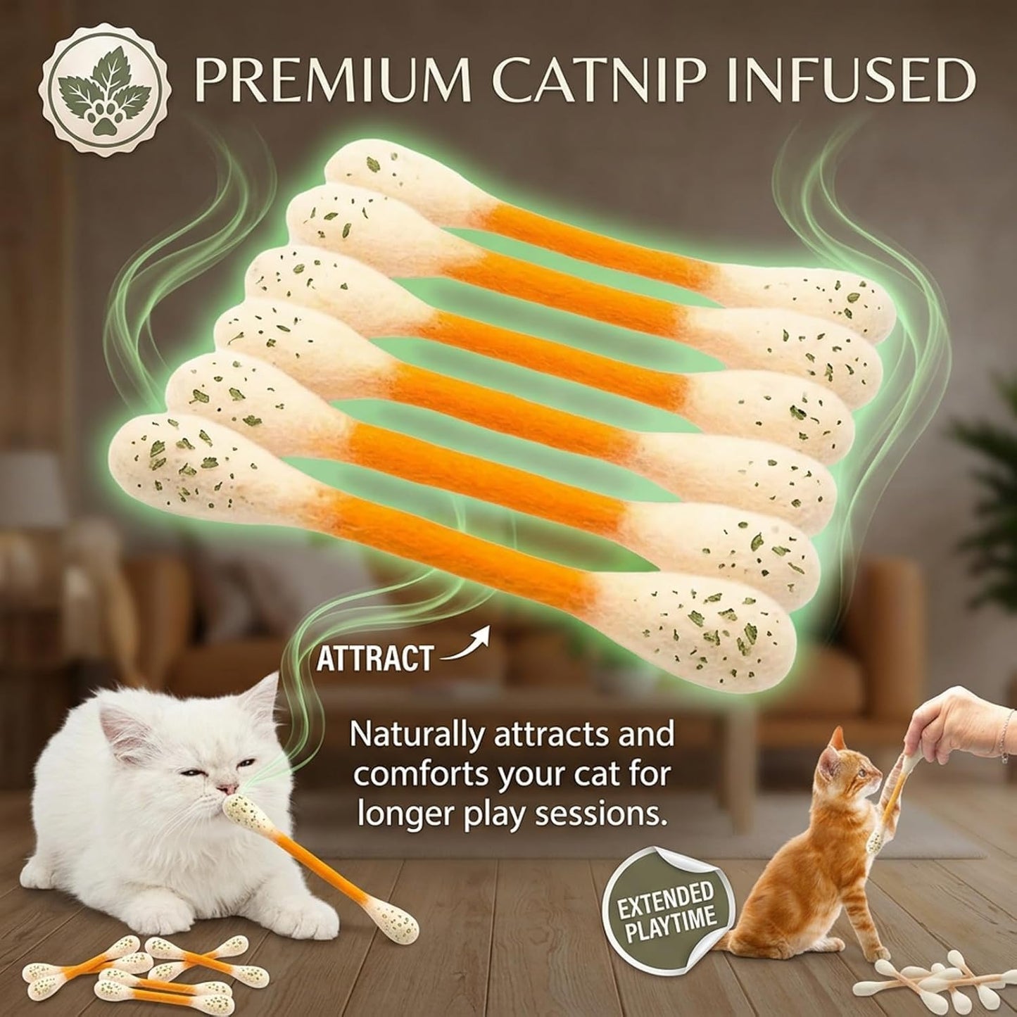 ❤️For happy, healthy, and active indoor cats🐱Swabs Cat Toys with Catnip