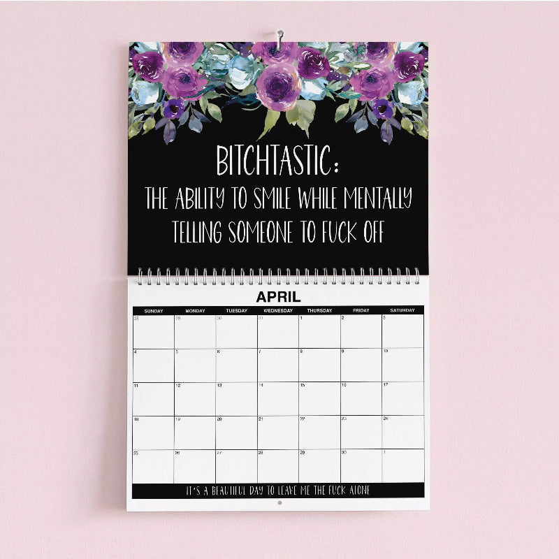 2027 Funny Swear Word Wall Calendar – "Fuck It" Floral Calendar for Tired-Ass Women