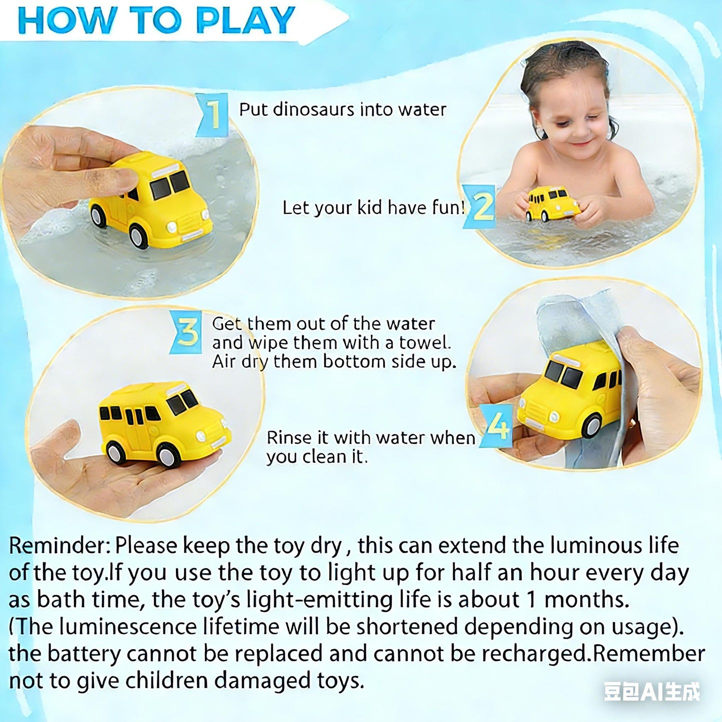Light Up Bath Toy Cars – Water Activated Floating Vehicle Toys for Todlers
