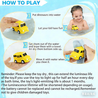 Light Up Bath Toy Cars – Water Activated Floating Vehicle Toys for Todlers