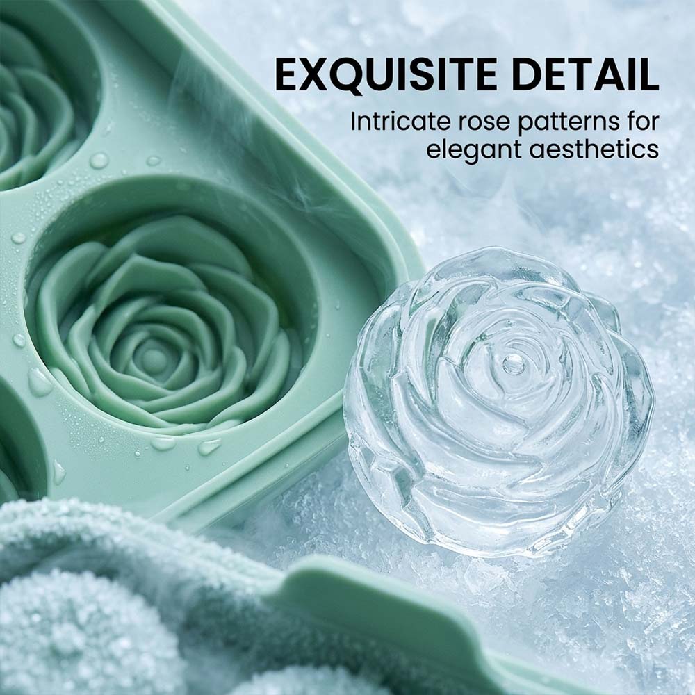 Rose Ice Cube Tray – 9-Cavity Silicone Mold for Whiskey & Cold Drinks