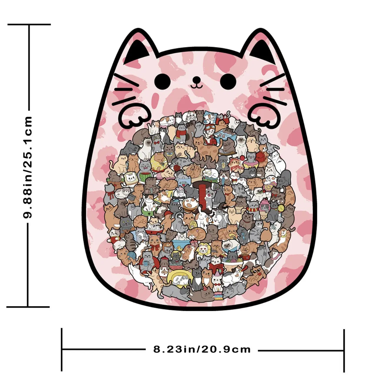 TYIIMAX™ Cat Wooden Jigsaw Puzzle – 135-Piece Cat-Shaped Puzzle with Tiny Cat Pieces & Display Stand