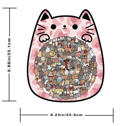 TYIIMAX™ Cat Wooden Jigsaw Puzzle – 135-Piece Cat-Shaped Puzzle with Tiny Cat Pieces & Display Stand