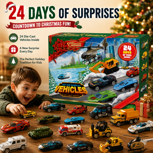 TYIIMAX™ 2026 Christmas Car Advent Calendar – 24 Die-Cast Vehicles for Kids, Daily Countdown Surprises