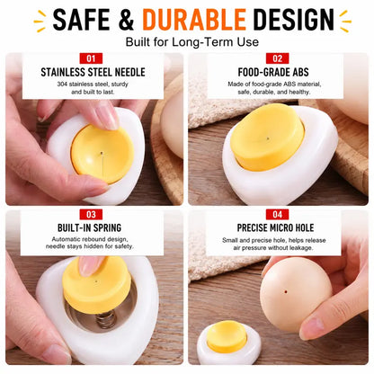 TYIIMAX™ 2PCS Egg Piercer for Boiling Eggs – One-Press Egg Pricker with Stainless Steel Needle, Prevents Shell Cracks & Makes Eggs Easier to Peel