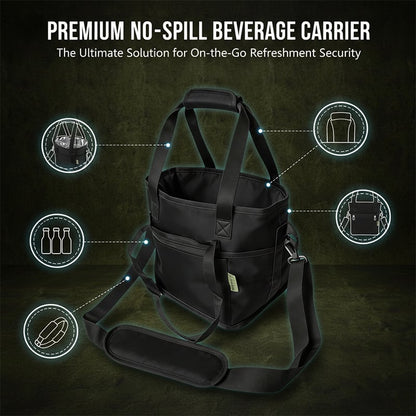 Family Size 4-Compartment Drink Carrier Bag for Coffee Cups & Tumblers