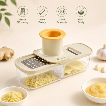 3-in-1 Garlic Grater, Slicer & Ginger Grinder with Hand Guard