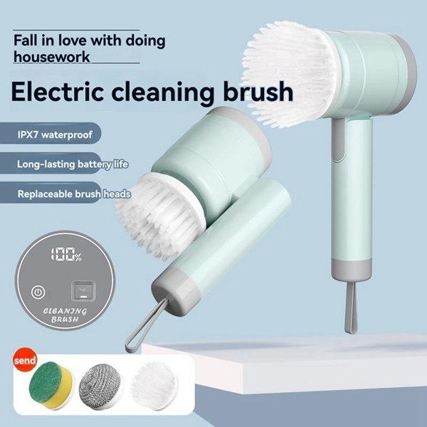 ABS Electric Cleaning Brush – Multifunctional Handheld Kitchen & Household Cleaner with 3 Replacement Pads
