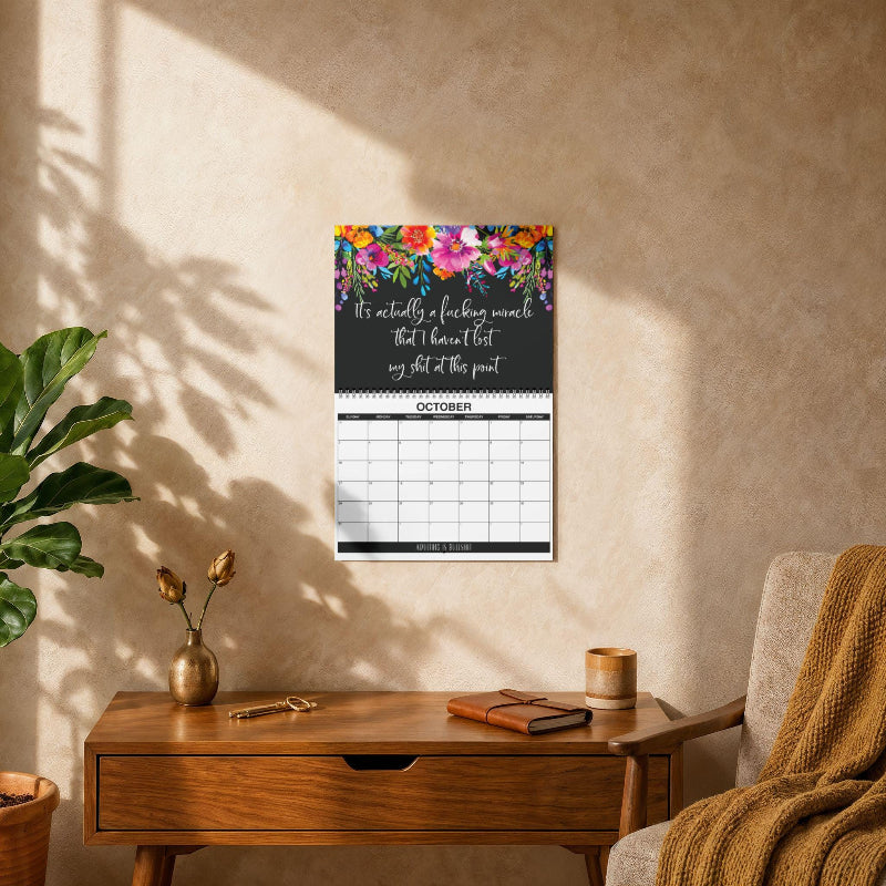 2027 Funny Swear Word Wall Calendar – "Fuck It" Floral Calendar for Tired-Ass Women