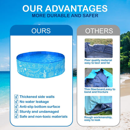 Foldable Kids Pool with Canopy – Portable Baby Splash Pool & Beach Tent for Toddlers, Kids & Pets