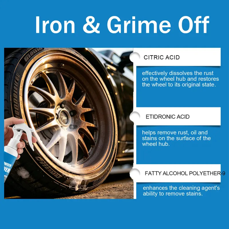 100ML Iron & Rust Remover Spray – Fast-Acting Wheel Cleaner for Rims, Paint & Metal Surfaces
