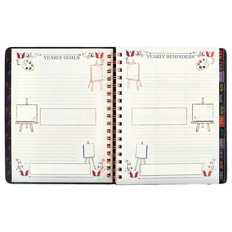 🖤 Fantasy Weekly Planner 2027 – Hardcover Monthly & Weekly Organizer with Stickers, Pocket & Bookmark