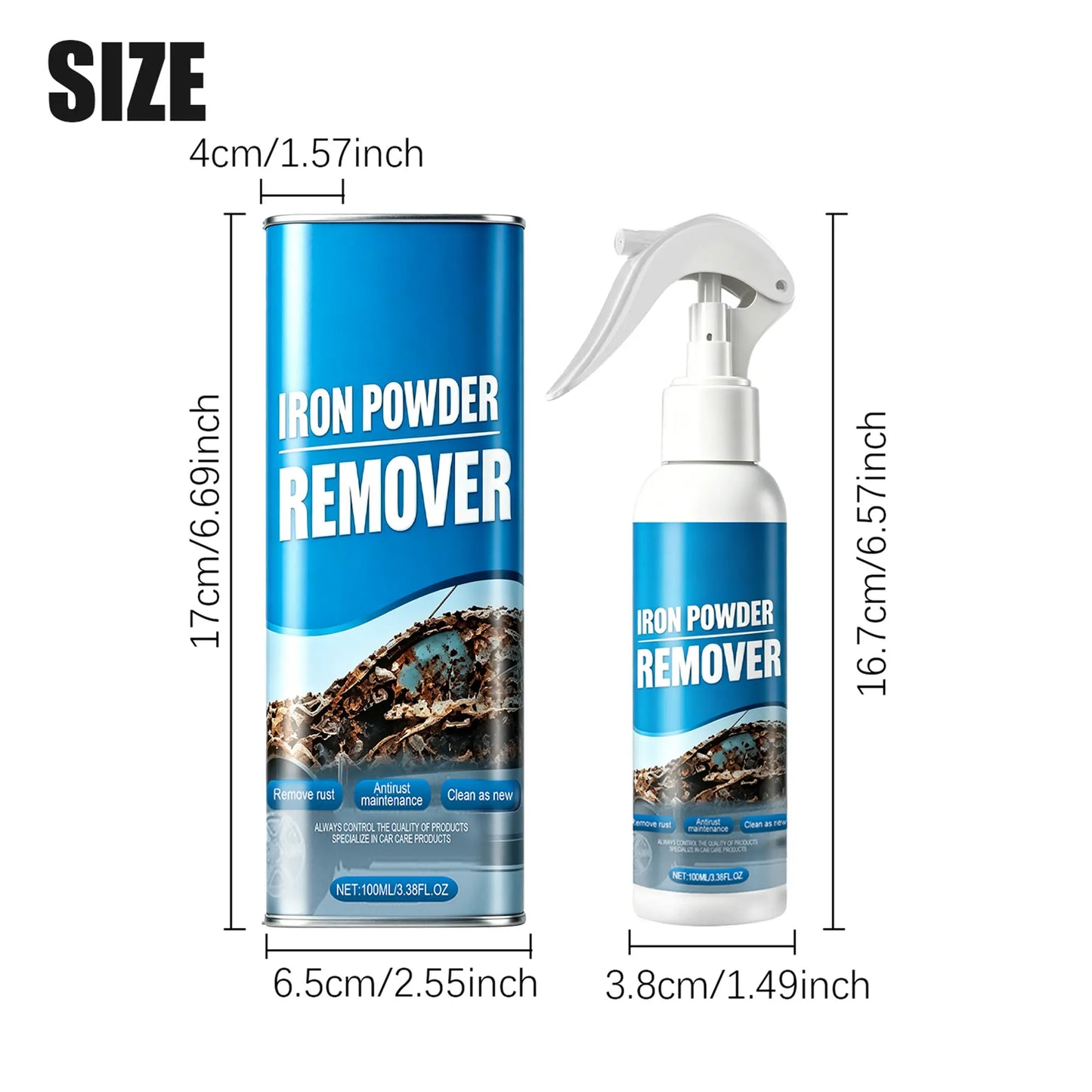 100ML Iron & Rust Remover Spray – Fast-Acting Wheel Cleaner for Rims, Paint & Metal Surfaces
