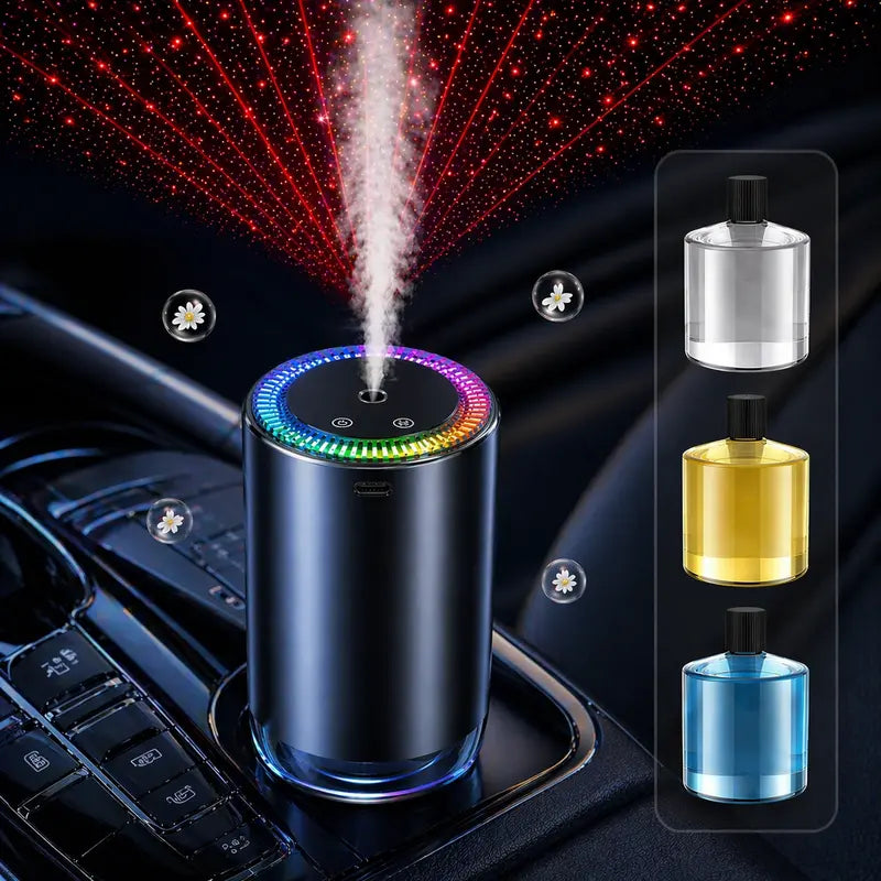 TYIIPLUS™ Smart Car Air Freshener Diffuser with Star Light - Rechargeable Aroma Diffuser, 5 Spray Modes & LED Ambient Lighting