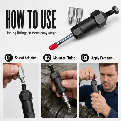 TYIIMAX™ Heavy-Duty Grease Fitting Cleaner – 600 PSI High-Pressure Grease Gun Unclogging Tool with M6/M8/M10 Adapters