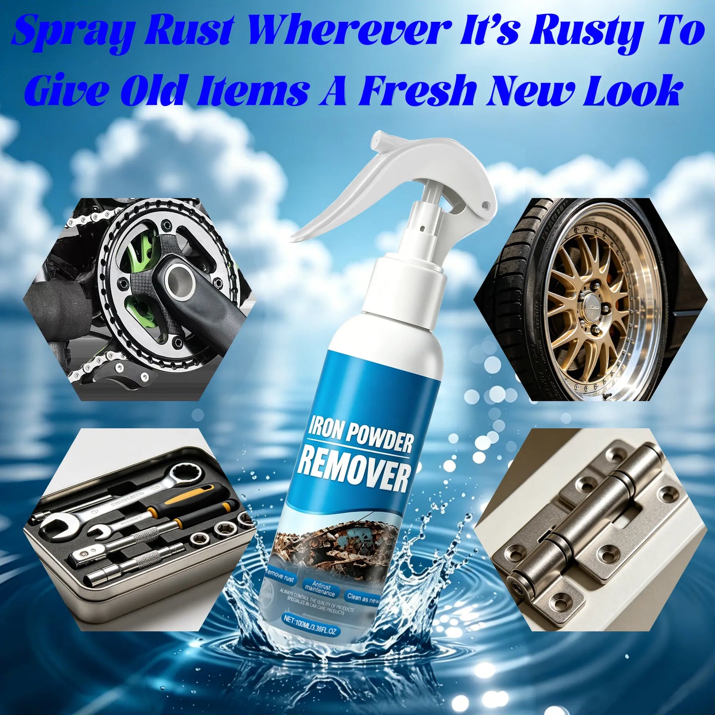 100ML Iron & Rust Remover Spray – Fast-Acting Wheel Cleaner for Rims, Paint & Metal Surfaces