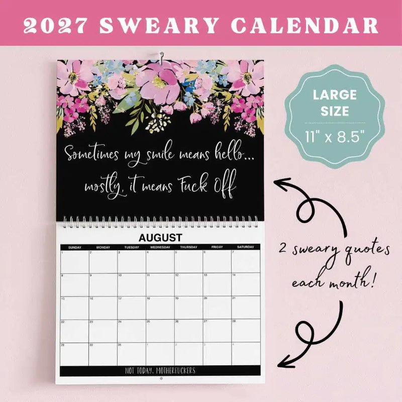 2027 Funny Swear Word Wall Calendar – "Fuck It" Floral Calendar for Tired-Ass Women