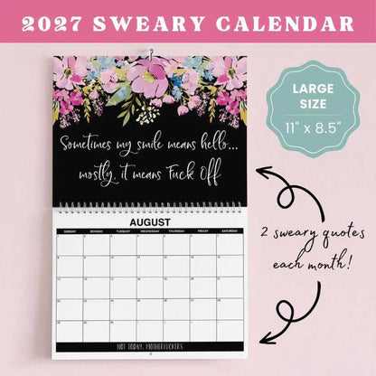 2027 Funny Swear Word Wall Calendar – "Fuck It" Floral Calendar for Tired-Ass Women