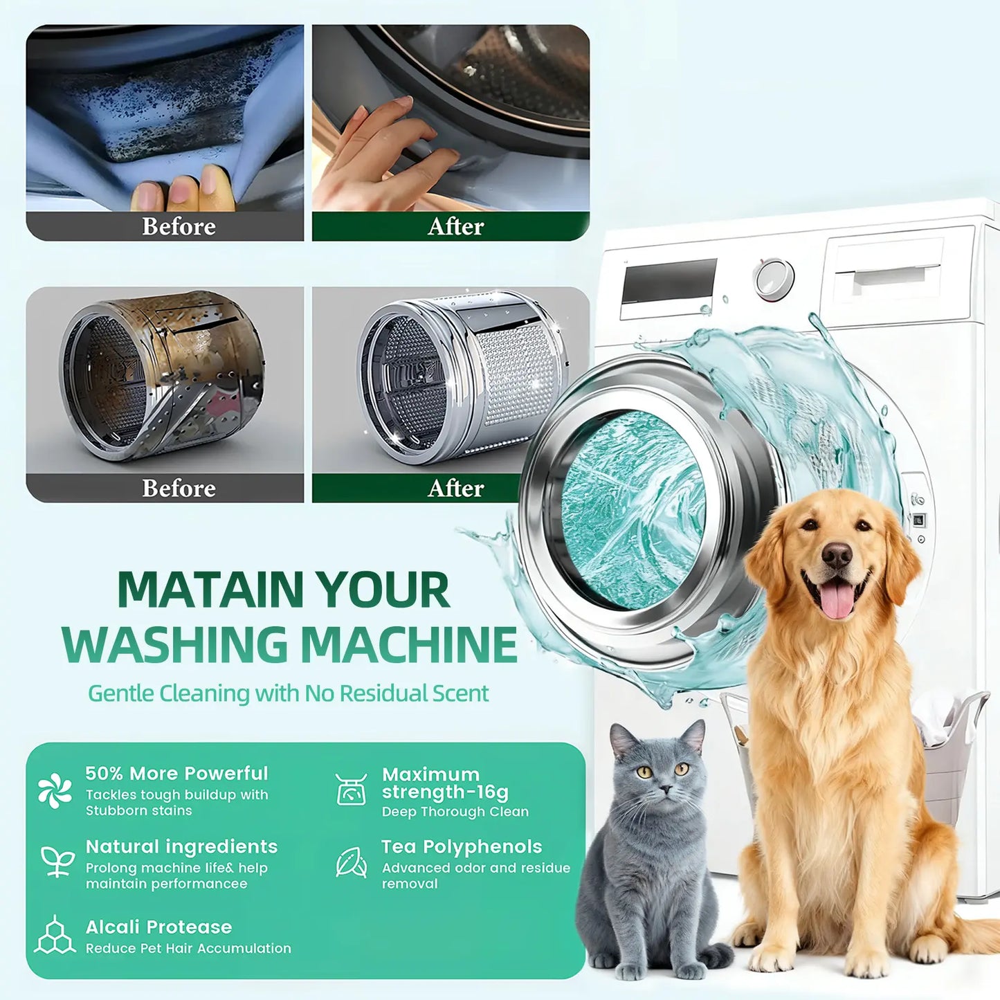 Pet-Specific Washing Machine Cleaning Tablets