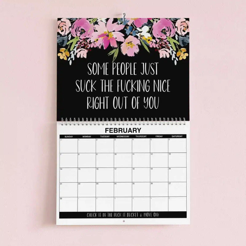 2027 Funny Swear Word Wall Calendar – "Fuck It" Floral Calendar for Tired-Ass Women