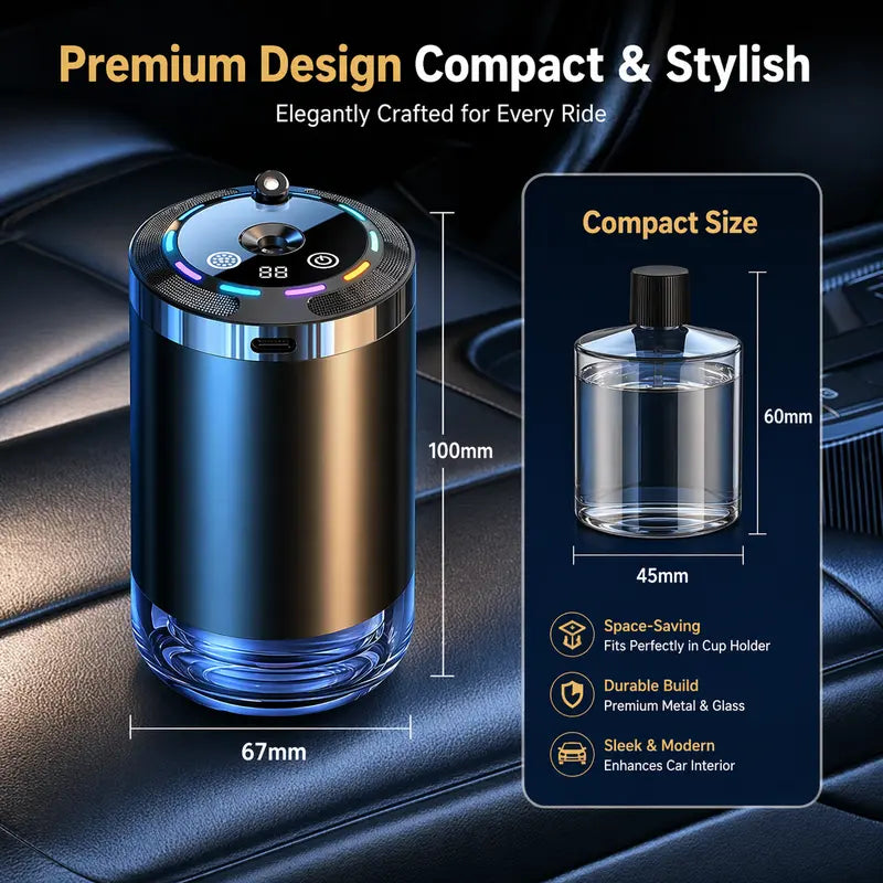 TYIIPLUS™ Smart Car Air Freshener Diffuser with Star Light - Rechargeable Aroma Diffuser, 5 Spray Modes & LED Ambient Lighting