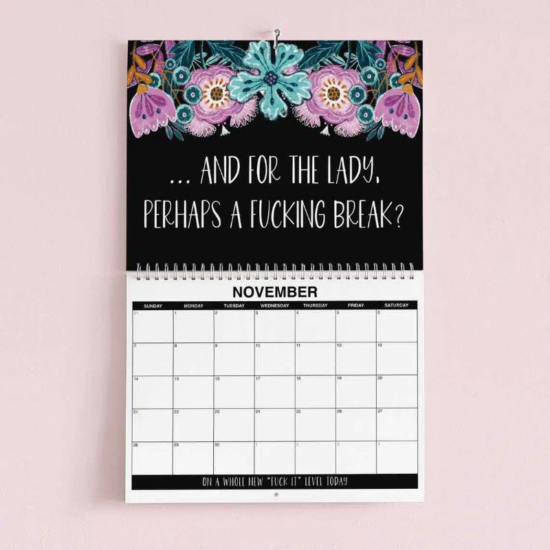 2027 Funny Swear Word Wall Calendar – "Fuck It" Floral Calendar for Tired-Ass Women