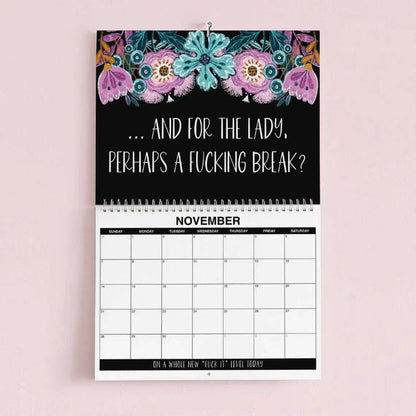 2027 Funny Swear Word Wall Calendar – "Fuck It" Floral Calendar for Tired-Ass Women