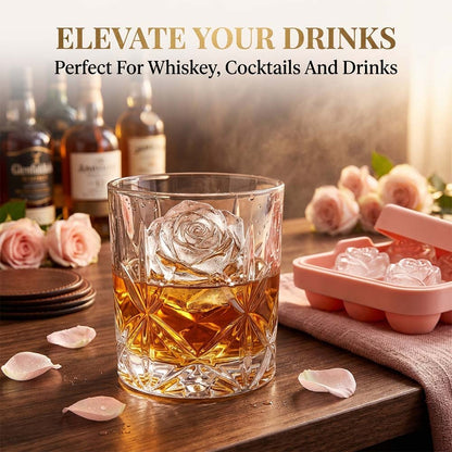 Rose Ice Cube Tray – 9-Cavity Silicone Mold for Whiskey & Cold Drinks