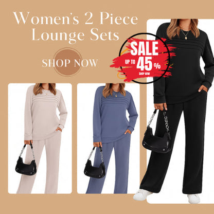 ✨Women's 2026  Casual Crew Neck Top & Drawstring Pants Set🔥