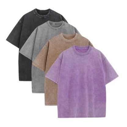 Vintage Acid Wash Heavyweight T-Shirt – 100% Cotton Oversized Tee for Men & Women