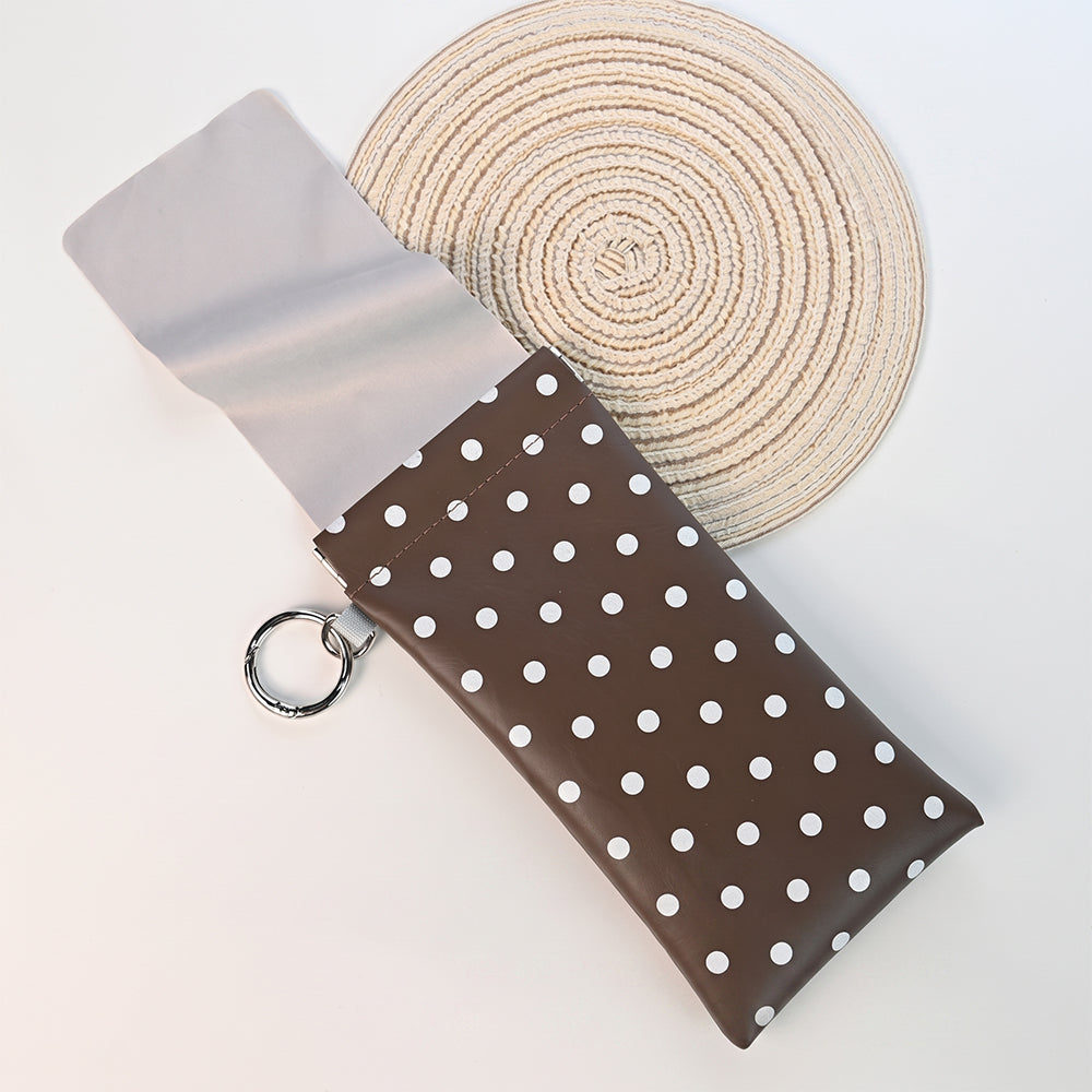 TYIIMAX™ Minimalist PU Leather Eyeglasses Pouch – Portable Sunglasses Case with Built-In Cleaning Cloth & Key Ring