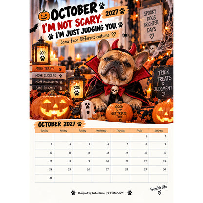 TYIIMAX™ 2027 French Bulldog Calendar – Funny Frenchie Wall Calendar, 12-Month Dog Calendar for French Bulldog Lovers