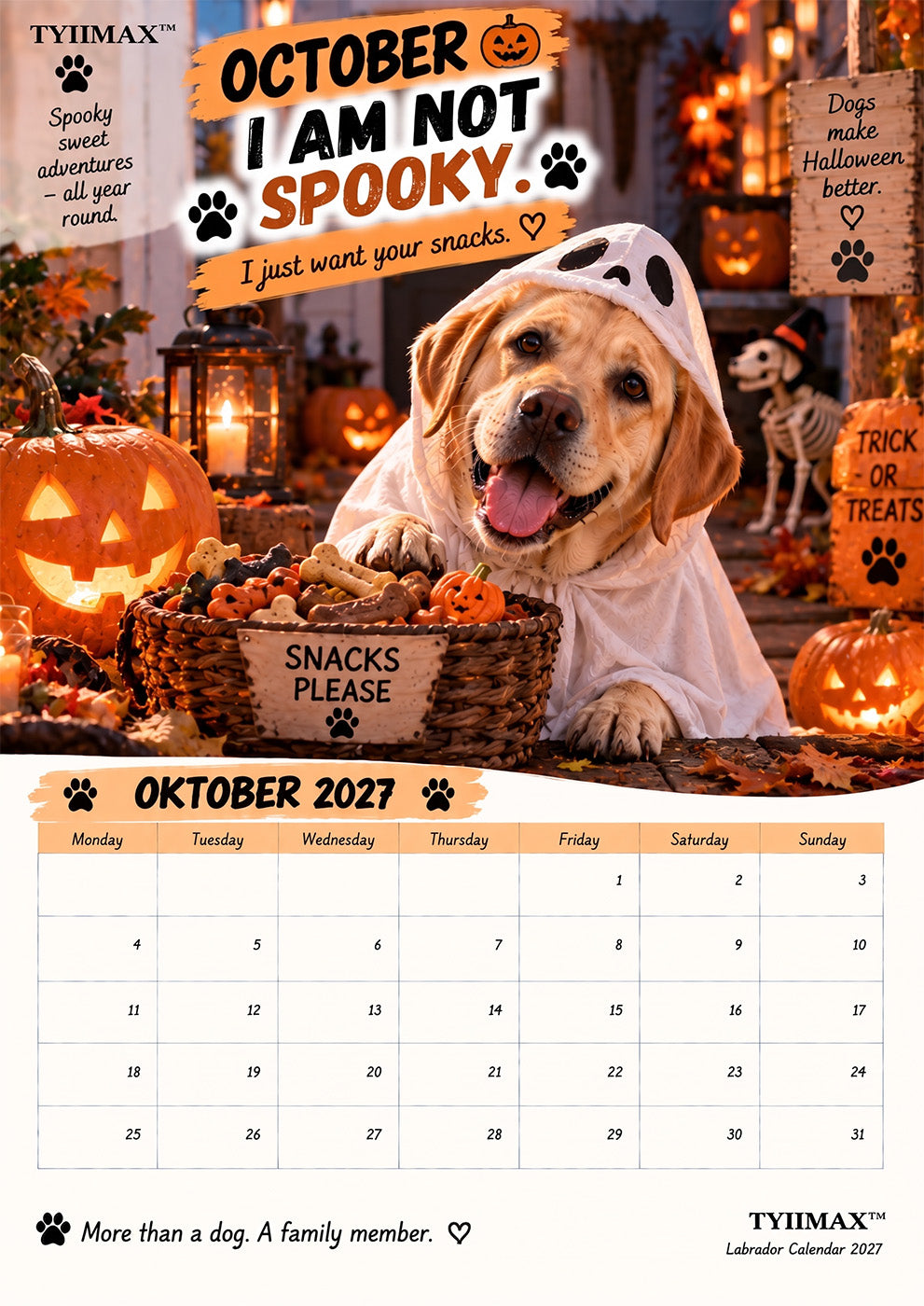 TYIIMAX™ Labrador Calendar 2027 – Funny 12-Month Wall Calendar for Labrador Lovers & Dog Owners