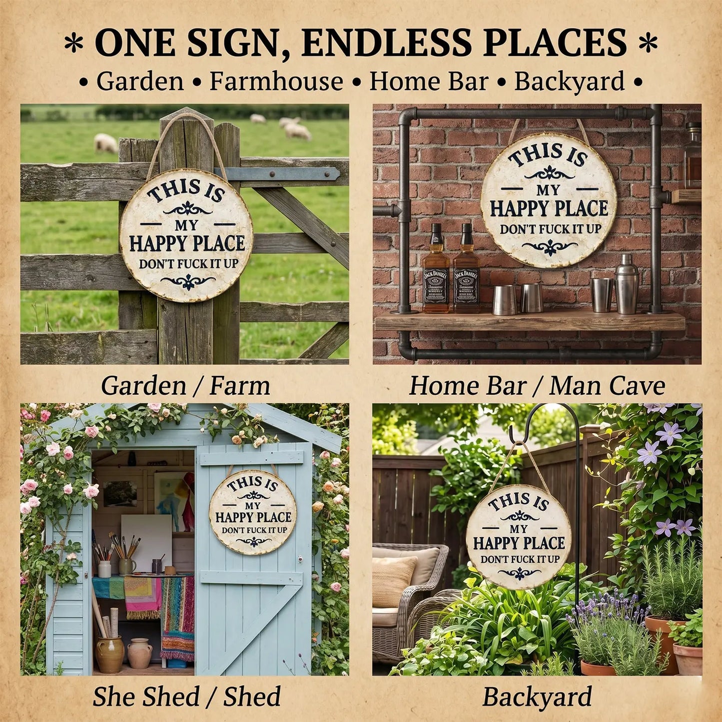 This Is Our Happy Place Metal Wall Sign