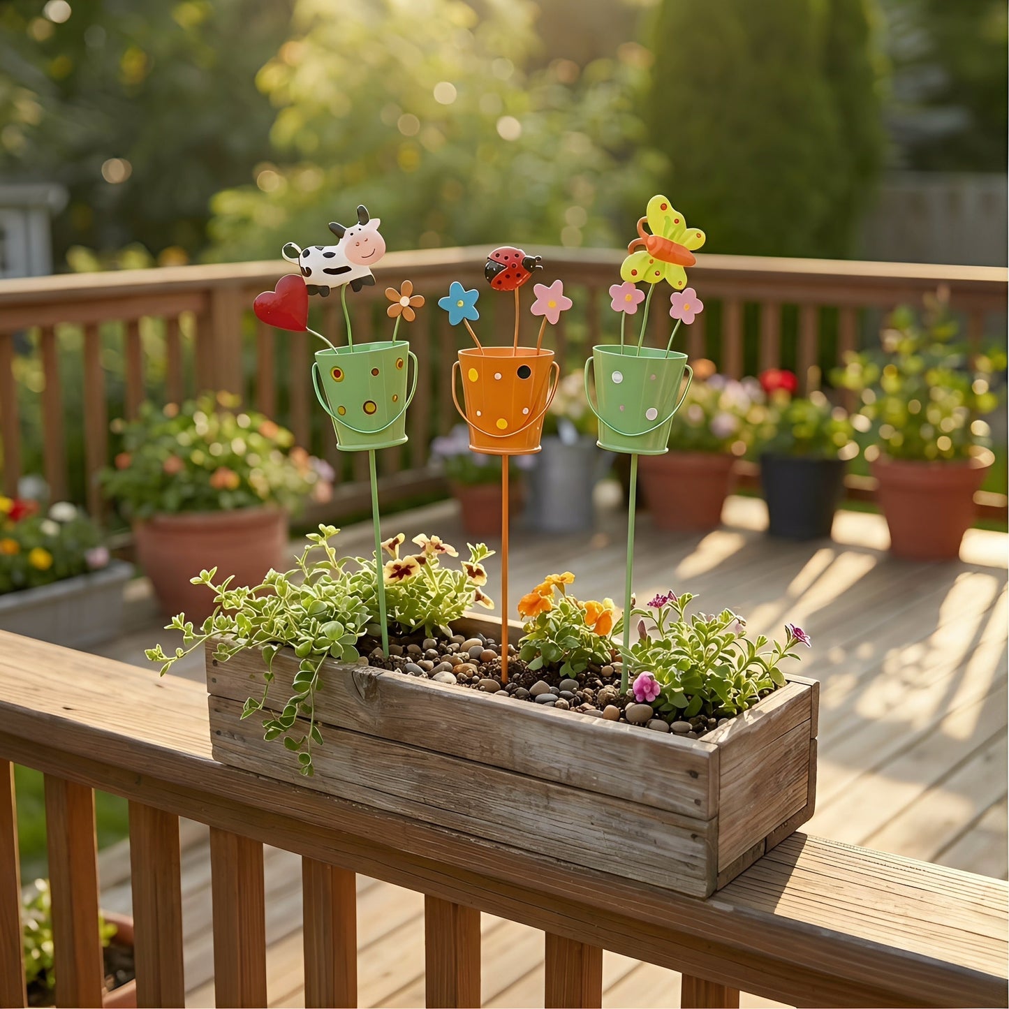 🔥Set of 3 Metal Flower Pot Garden Stakes