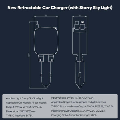 Multi-functional Universal Retractable Super-Fast Car Charger