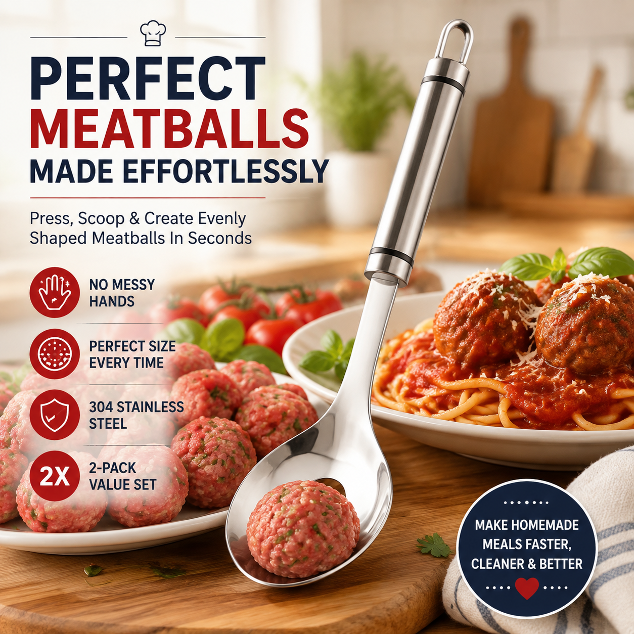 Stainless Steel Meatball Maker Spoon – Make Perfect Meatballs Without Messy Hands