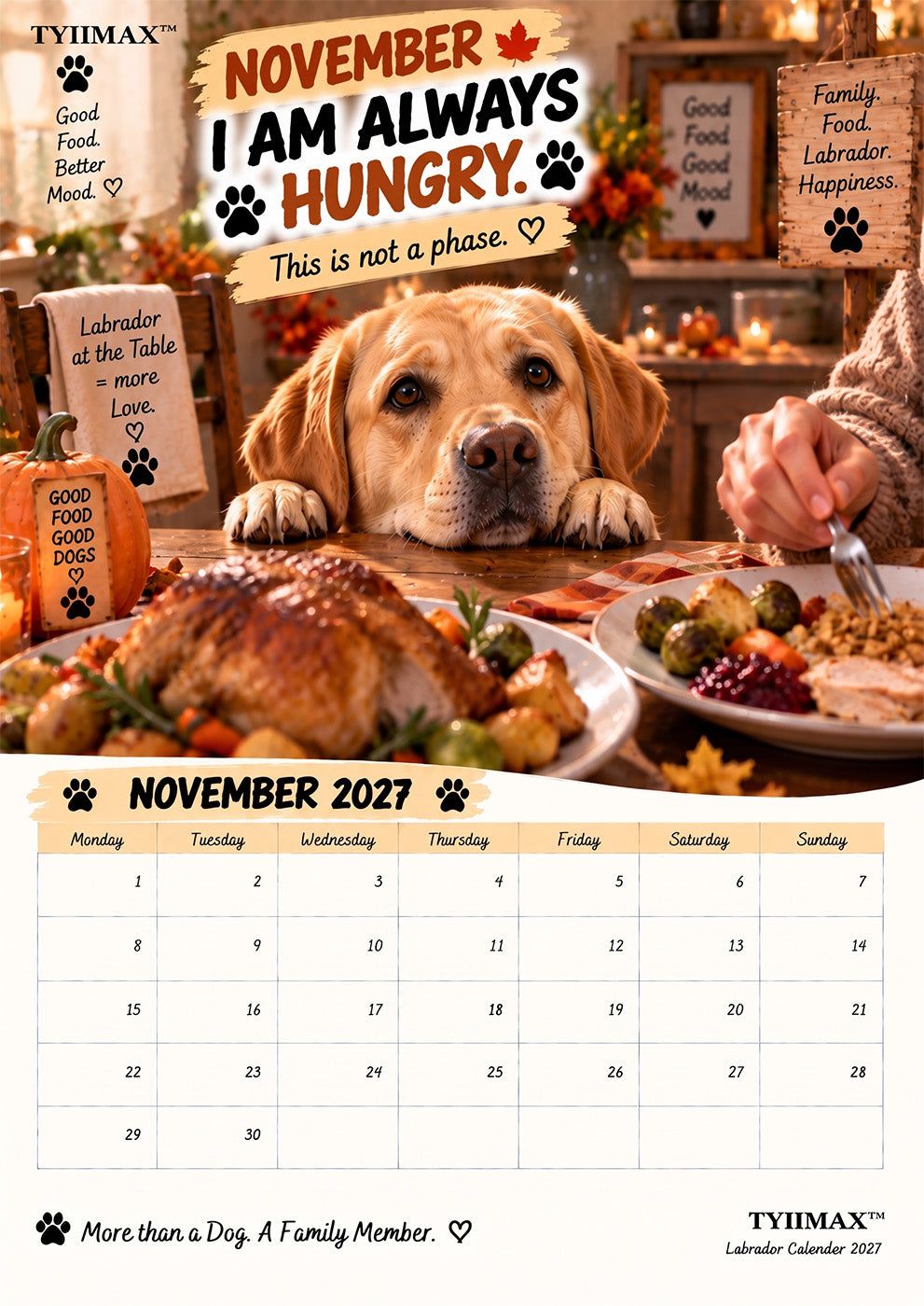 TYIIMAX™ Labrador Calendar 2027 – Funny 12-Month Wall Calendar for Labrador Lovers & Dog Owners
