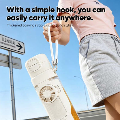Portable 2-in-1 Water Bottle with Mini Fan – Stay Cool & Hydrated Anywhere