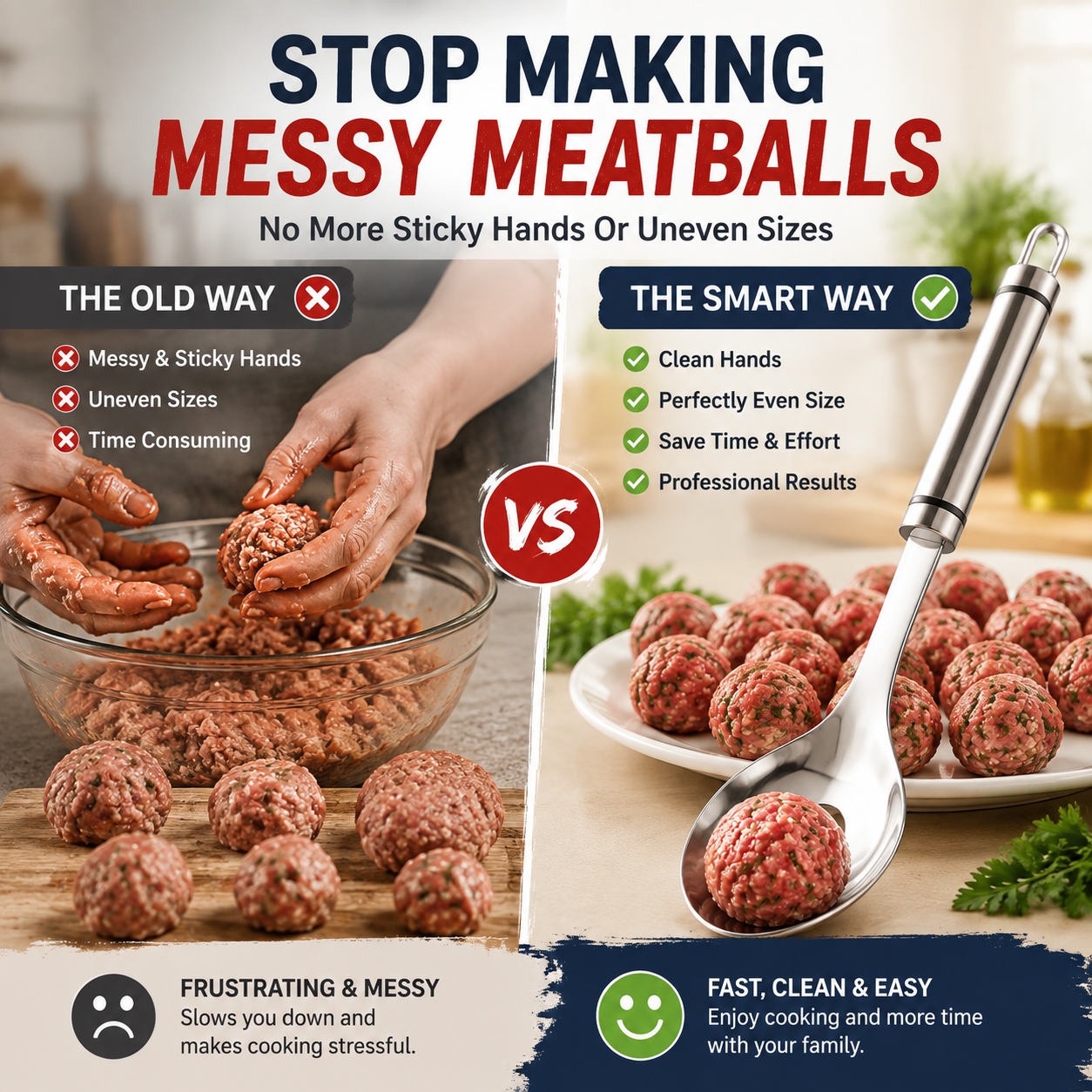 Stainless Steel Meatball Maker Spoon – Make Perfect Meatballs Without Messy Hands