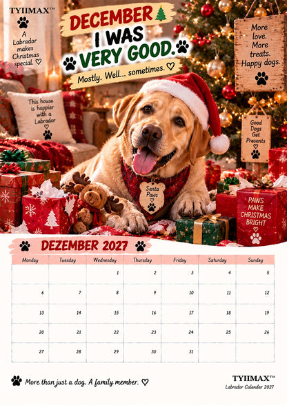 TYIIMAX™ Labrador Calendar 2027 – Funny 12-Month Wall Calendar for Labrador Lovers & Dog Owners