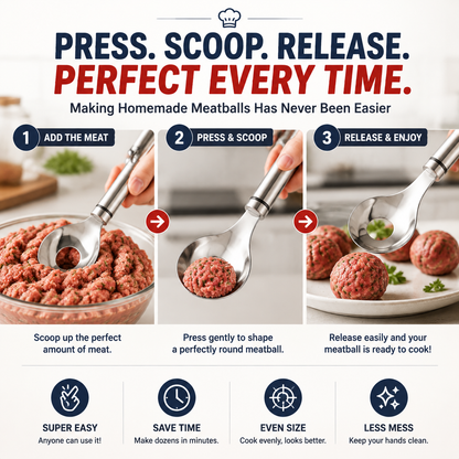 Stainless Steel Meatball Maker Spoon – Make Perfect Meatballs Without Messy Hands