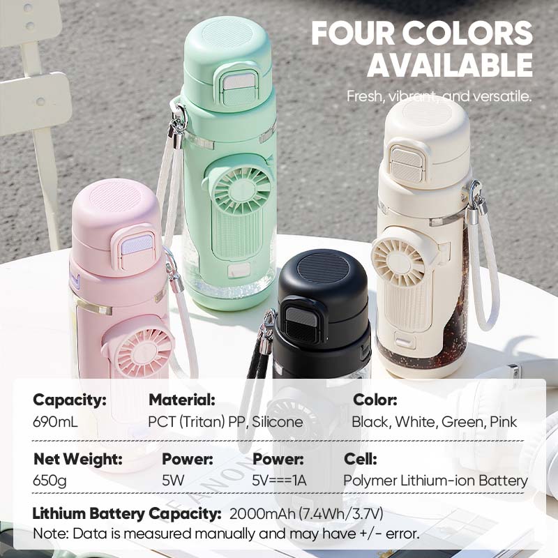 Portable 2-in-1 Water Bottle with Mini Fan – Stay Cool & Hydrated Anywhere