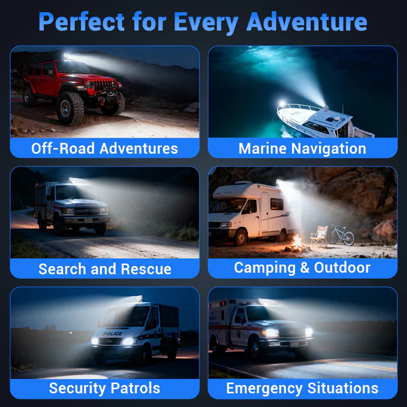 50W Remote Control 360° Rotating LED Searchlight
