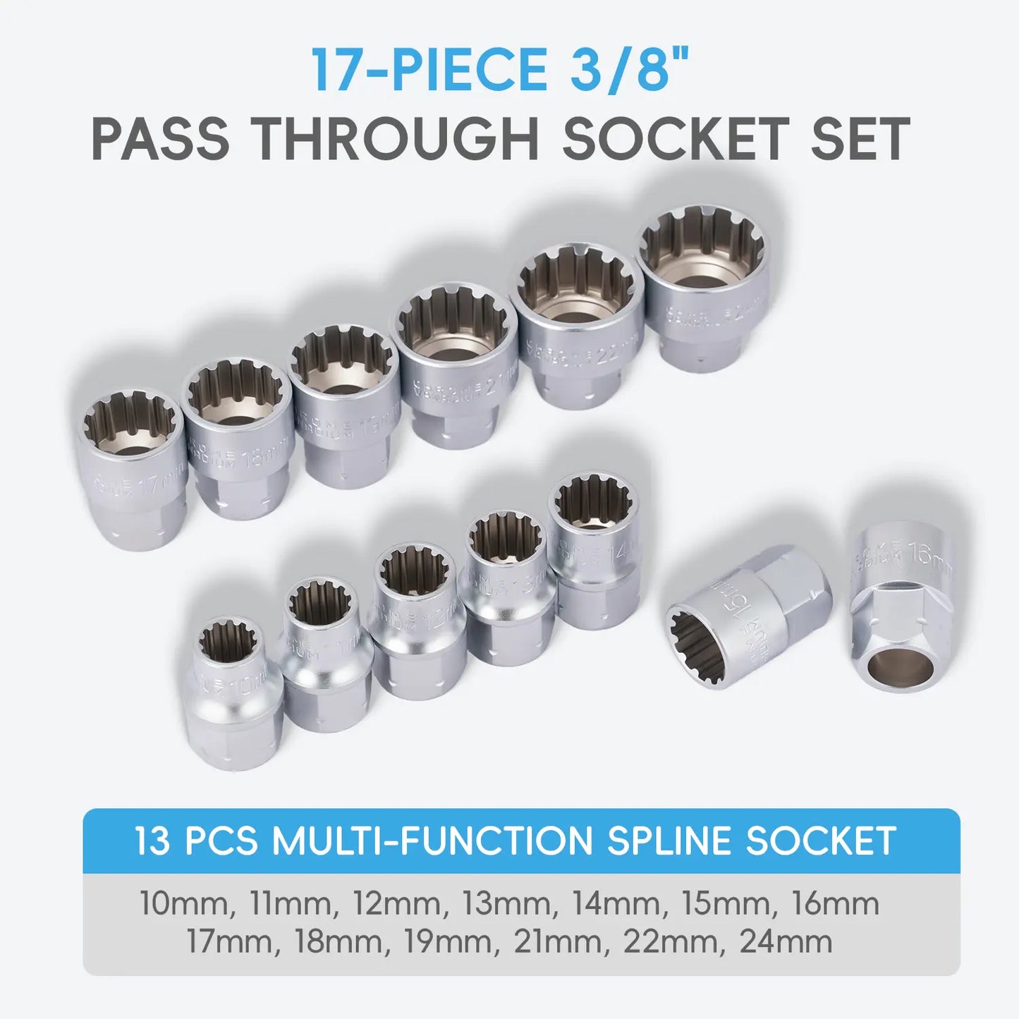17PCS Pass Through Socket Set