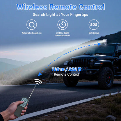50W Remote Control 360° Rotating LED Searchlight