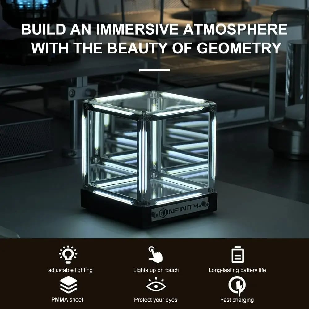Infinite Abyss Cube – 4D RGB Mirror Lamp, Wireless & Touch Control