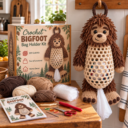Crochet Animal Bag Holder DIY Kit – Cute & Functional Hanging Storage Craft Kit