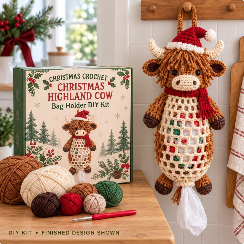 Crochet Animal Bag Holder DIY Kit – Cute & Functional Hanging Storage Craft Kit